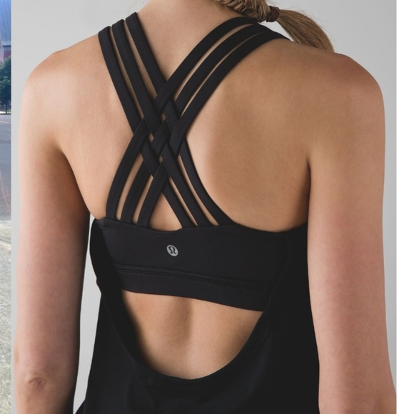 Lululemon Beat The Heat Tank. Black. 2 In 1 Tank & Bra (No Pads). Size 4. - Picture 3 of 9